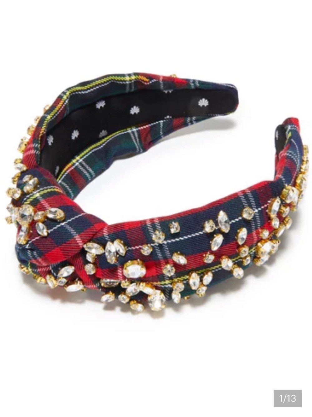 Lele Sadoughi Crystal plaid embellished headband